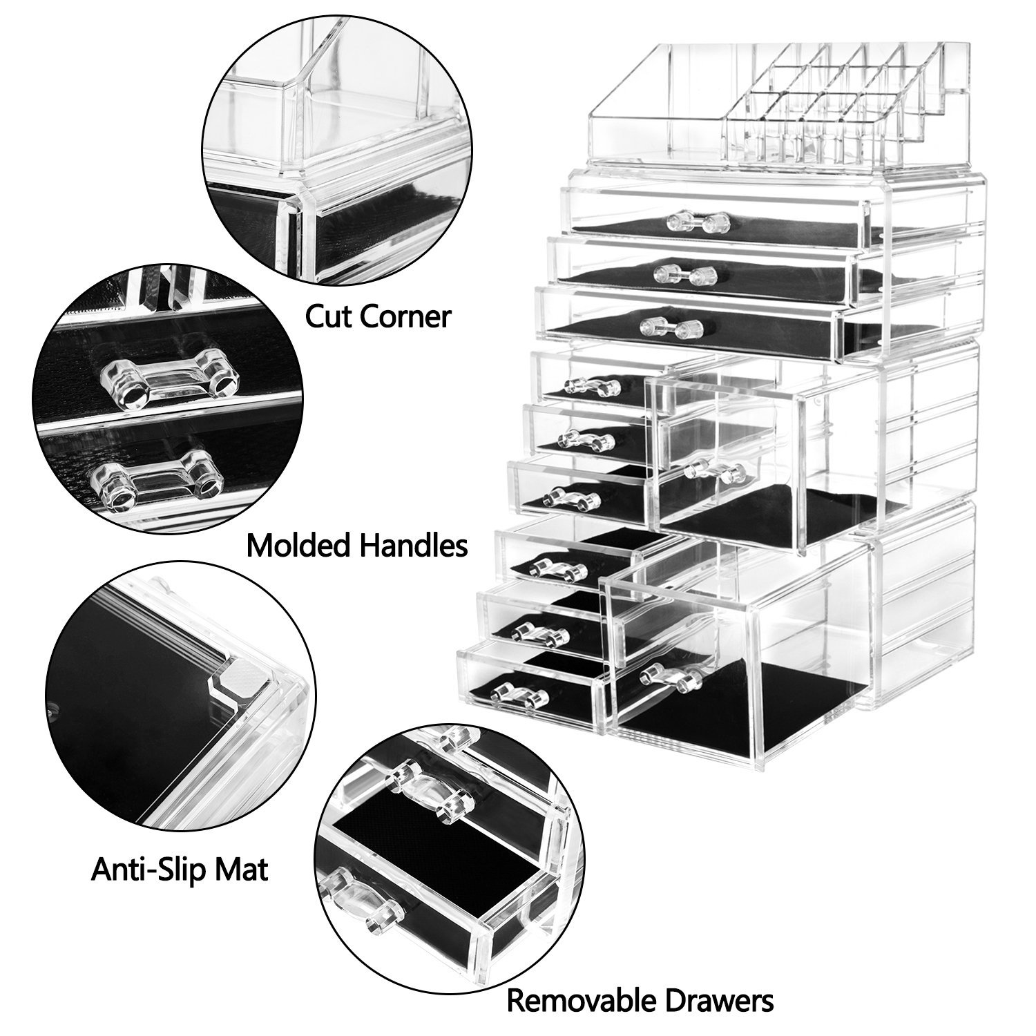 Acrylic Cosmetic Tower Organizer Makeup Holder Case Box Jewelry Storage Acrylic Cosmetic Tower Organizer Makeup Holder Case Box Jewelry Storage