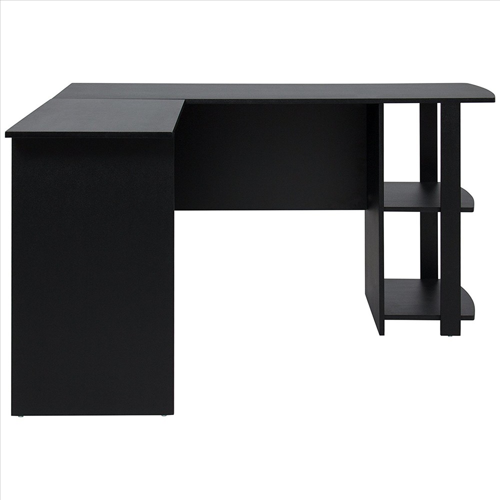 Details About L Shaped Corner Computer Desk Sy Office Furniture 2 Layer Bookshelves Black