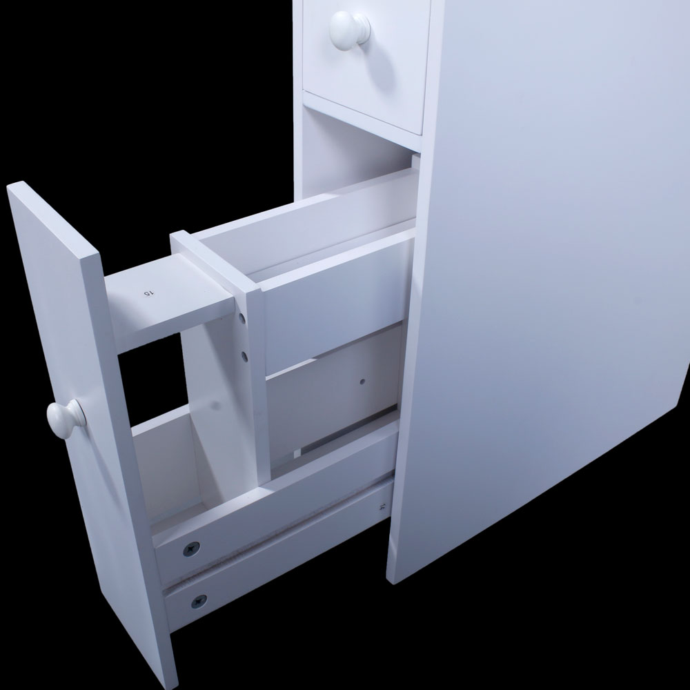 Narrow Wood Floor Bathroom Storage Holder Organizer Bath Toilet