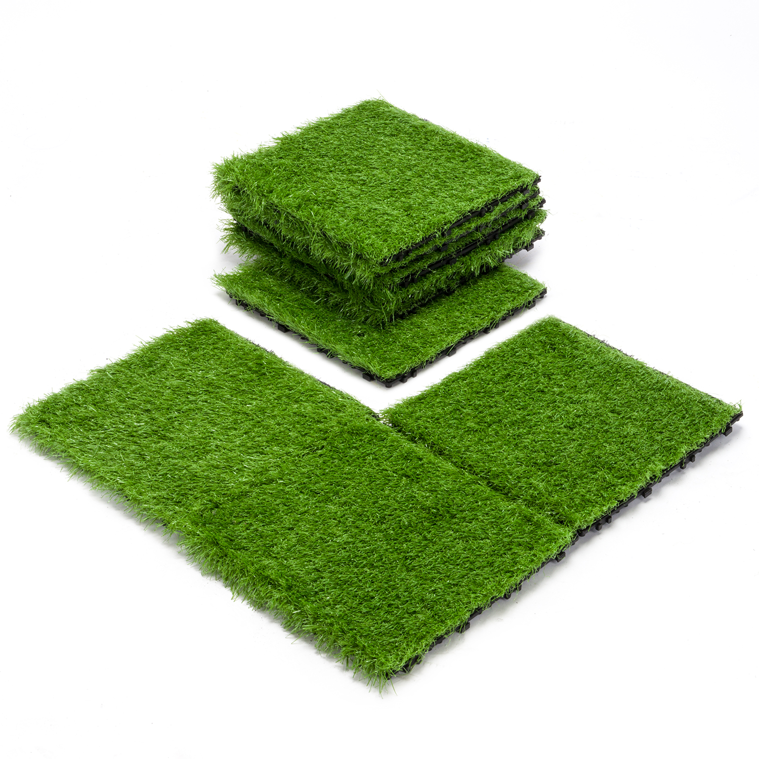Patio Interlocking Artificial Grass Tiles Outdoor Garden Deck Flooring
