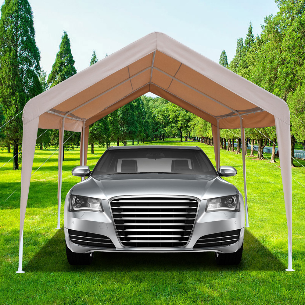 10 x 20 ft Car Port Canopy Gazebo Tent Cover with 6 Leg Steel Frame